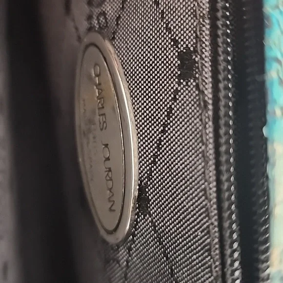 Charles Jourdan VINTAGE blue green gray reptile print silver hardware purse.boho - Picture 8 of 9